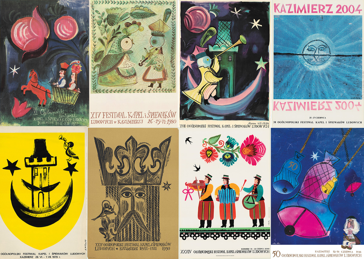 Adam Kilian. Plakaty Festiwalu Kapel i&nbsp;Śpiewaków Ludowych w&nbsp;Kazimierzu